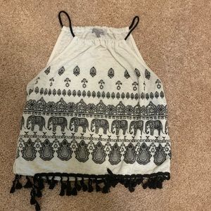 Women’s white elephant pattern tank top